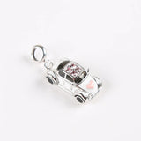 925 Silver Wedding Car Heart CZ Pendant Charm