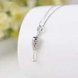 925 Silver Wine Glass Charm Pave CZ Pendant Enamel Charms