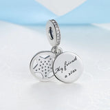 925 Silver Star Heart Crystal Pendant Charm for Bracelet Necklace