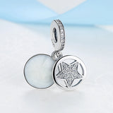 925 Silver Star Heart Crystal Pendant Charm for Bracelet Necklace