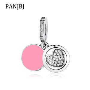 925 Silver Star Heart Crystal Pendant Charm for Bracelet Necklace