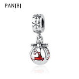 925 Sterling Silver Christmas Red Deer Snowflake Pendant Charm