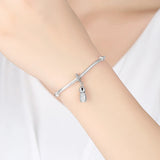 925 Silver Charm Clear CZ Evening Dress Pendant Fit Bracelet Necklace