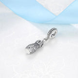 925 Silver Charm Clear CZ Evening Dress Pendant Fit Bracelet Necklace