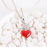 925 Silver Crown Heart Charm Pendant CZ Enamel DIY Jewelry