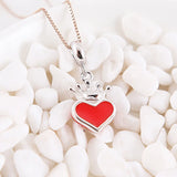 925 Silver Crown Heart Charm Pendant CZ Enamel DIY Jewelry
