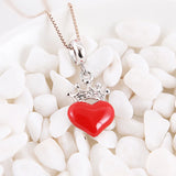 925 Silver Crown Heart Charm Pendant CZ Enamel DIY Jewelry