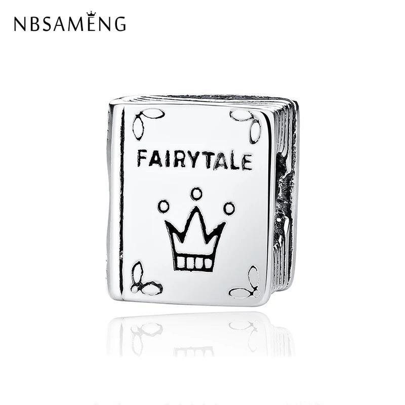 925 Silver Fairytale Crown Story Book Charms Bead Fits Bracelet