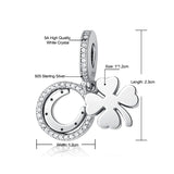 925 Silver Charms Lucky Clover Horseshoe Crystal Beads DIY Jewelry