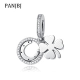 925 Silver Charms Lucky Clover Horseshoe Crystal Beads DIY Jewelry