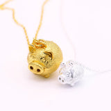 925 Silver Pig Pendant Necklace Choker Charm Women Jewelry Gift