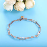 925 Sterling Silver Chain Bracelet with Stones for Wedding Party