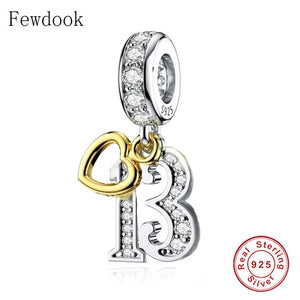 925 Silver Number Bead for 13th 30th 70th Bithdays