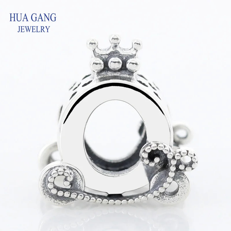 925 Sterling Silver Crown Carriage Charm for Pandora Bracelet