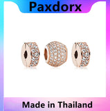 925 Silver Rose Charm Set Spacer Clip for DIY Jewelry