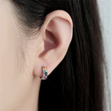 925 Silver Colorful Hoop Earrings with Zircon for Women
