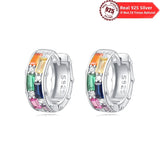925 Silver Colorful Hoop Earrings with Zircon for Women