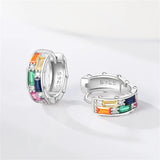 925 Silver Colorful Hoop Earrings with Zircon for Women