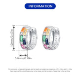 925 Silver Colorful Hoop Earrings with Zircon for Women