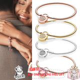 925 Silver Round Crown Lock Clasp Bracelet Wedding Jewelry