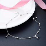 925 Silver Bead Circle Anklet Summer Style Jewelry