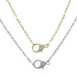 925 Sterling Silver Open Link Chain Charm Necklace