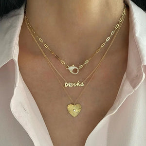 925 Sterling Silver Open Link Chain Charm Necklace