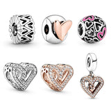 925 Silver Heart Dangle Charms Sparkling DIY Gift