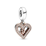 925 Silver Heart Dangle Charms Sparkling DIY Gift