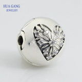 925 Sterling Silver Heart of Winter Clip Clear CZ Women Birthday Gift