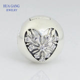925 Sterling Silver Heart of Winter Clip Clear CZ Women Birthday Gift