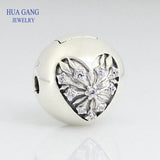925 Sterling Silver Heart of Winter Clip Clear CZ Women Birthday Gift