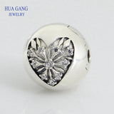925 Sterling Silver Heart of Winter Clip Clear CZ Women Birthday Gift