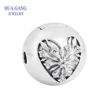 925 Sterling Silver Heart of Winter Clip Clear CZ Women Birthday Gift