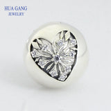 925 Sterling Silver Heart of Winter Clip Clear CZ Women Birthday Gift