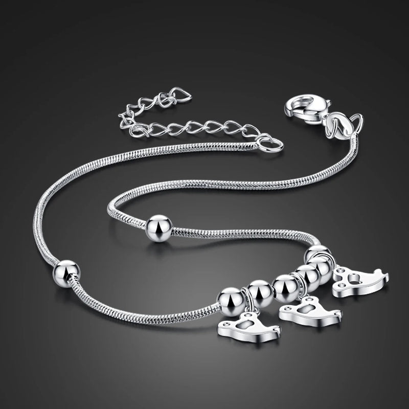 925 Silver Anklets Feet Pendant Barefoot Crochet Sandals Foot Jewelry