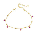 925 Sterling Silver Red Cubic Zircon Beaded Bracelet for Women