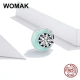925 Silver Snow Moonlight Charm Snowflake Pendant for Bracelets Enamel Jewelry