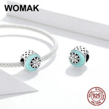 925 Silver Snow Moonlight Charm Snowflake Pendant for Bracelets Enamel Jewelry