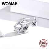 925 Silver Helicopter Charm Bracelet Beads DIY Pendant Accessory