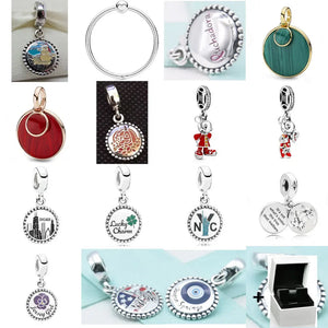 925 Sterling Silver Heart-Shaped Pendant for DIY Bracelet