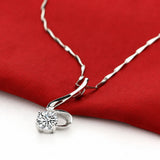 925 Silver Zircon Pendant Necklace Choker Woman Jewelry