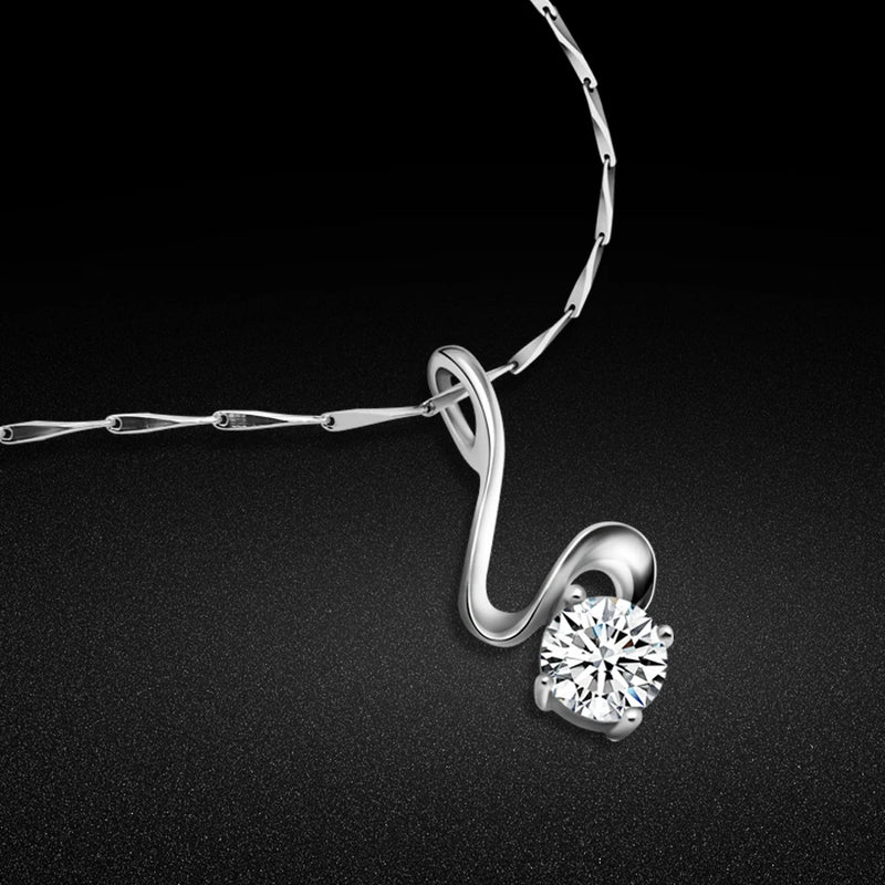 925 Silver Zircon Pendant Necklace Choker Woman Jewelry