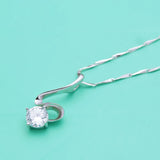 925 Silver Zircon Pendant Necklace Choker Woman Jewelry