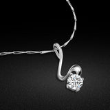 925 Silver Zircon Pendant Necklace Choker Woman Jewelry