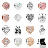 925 Sterling Silver Rose Charm Beads for Bracelet DIY Mother Jewelry