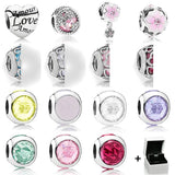 925 Sterling Silver Crystal Pendant Beaded Bracelet DIY Jewelry