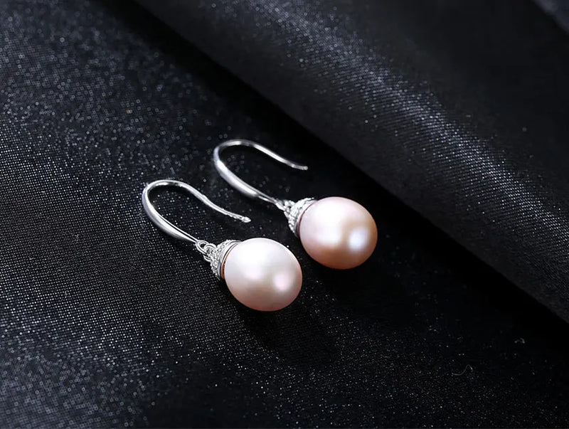 925 Silver FW Pearls Jewelry Female Drop Earrings