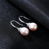 925 Silver FW Pearls Jewelry Female Drop Earrings