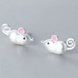 925 Sterling Silver Mouse Stud Earring for Women - Animal Jewelry Gift